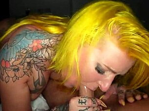 tatted slut spreads for rough all-holes action?