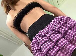 Slutty Japanese babe Akiho Nishimura enjoys a hard cock experience