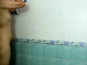 New babysitter cleans tight pussy waiting in shower