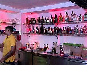 bartender seduces and fucks without condom