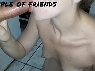 blonde babe blows and rides hidden kitchen 😈