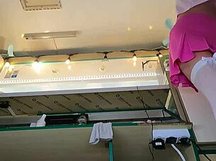 Super Sexy Slim Chick in Thongs and Braless!