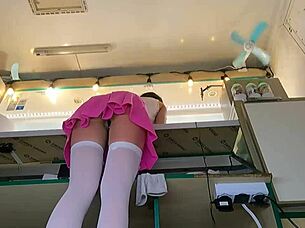 Super Sexy Slim Chick in Thongs and Braless!