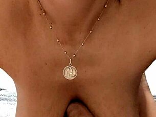 watch this milf teasing with big natural tits, sucking while cheating on husband with stepbrother