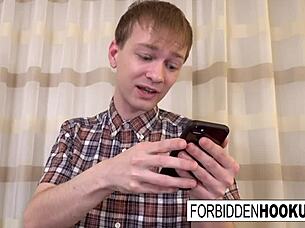 Big Boobed Babe Takes Step-Brother's Fat Cock For Blowjob