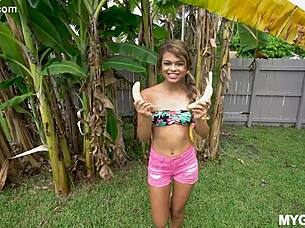 Shaved pussy gets deepthroat and facial in interracial doggystyle