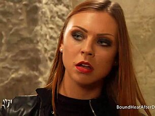 i watch mistress whip tied lesbian slave's ass until she orgasms from licking