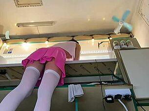 Super Sexy Slim Chick in Thongs and Braless!