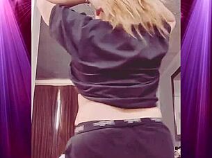 girlfriend shakes booty in boyfriend's clothes for domination