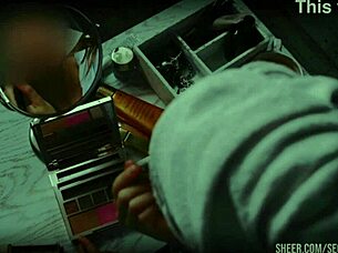 Mrs. Lazinski, the European teacher, receives an award from the couple