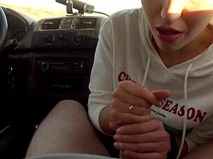 ponytail slut black lynn swallowing my balls in the car