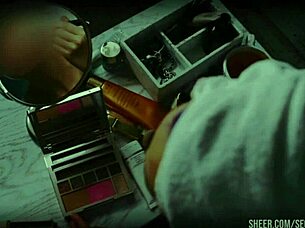 Mrs. Lazinski, the European teacher, receives an award from the couple