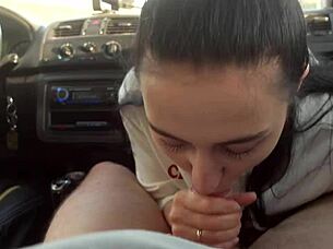 ponytail slut black lynn swallowing my balls in the car