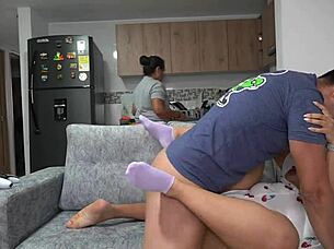 Curvy Latina Mother-In-Law Cooking While I Fuck My Girlfriend