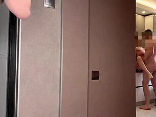 stepmom gets horny and climbs on stepson's big cock while girlfriend watches!