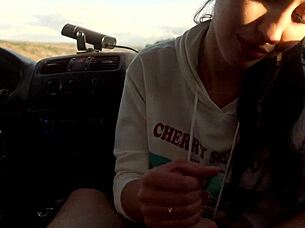 ponytail slut black lynn swallowing my balls in the car