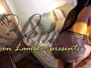 Hot Brunette In See-Through Dress Teases Guy