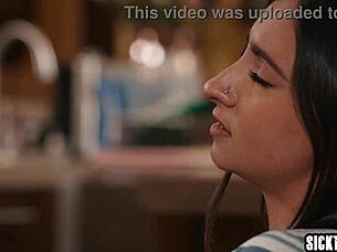 horny teen hailey rose uses huge tits to save job