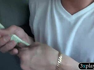 look at those big boobies flashing for cash!