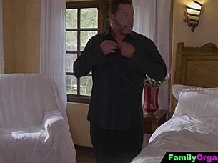 Raunchy STEP DAUGHTER tempts STEP DAD in BEDROOM for INTENSE ORGASM