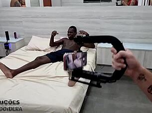 young karolzinha cums on two monster cocks backstage