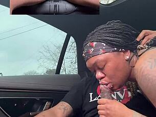 Milf sucks big black cock rough for air forces, swallows and gets facial on tits and ass