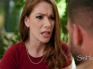 mature petite 18+ redhead rides anal on couch