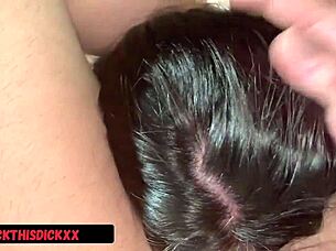 Shy girl with big tits deepthroats cock, eats ass for first time, then gets creampied