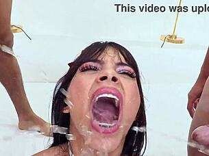 Gorgeous Woman In Gold Leotard Undergoes Long Anal Plug Training For Intense Pleasure.