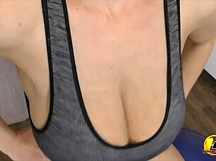 huge natural tits milf fitness exercises bouncing boobs and more