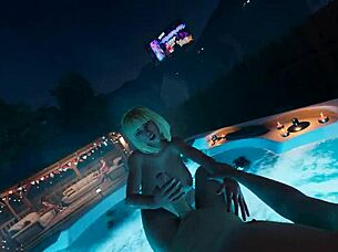 Brittney jerks cum player at house party