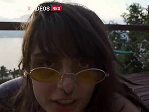 She says 'show me your tits on the beach' then 'let's fuck on the rocks'