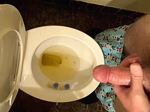 Horny guy masturbates his monster cock in solo session