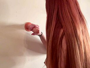 Italian long hair big tits milf Artemisia Love gives a handjob to her favorite dildo!