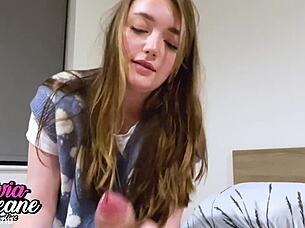 brit teen 18+ gives an oily handjob