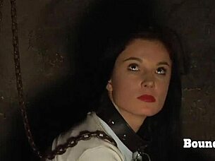 bound lesbian slave whipped hard