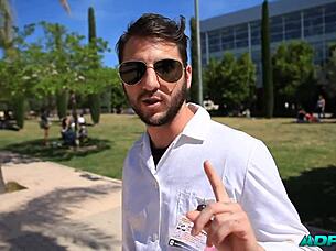 Sexual teen with brown eyes gets her tight pussy fucked in various positions