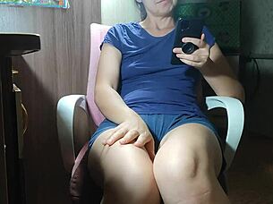 Asian nerd girl watching porn and masturbating instead of studying