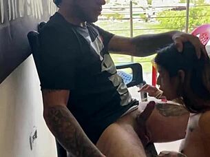 Stepsister gets horny watching, wants my big cock