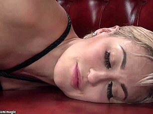 Blond mature lesbian enjoys a relaxing session with kinky elements