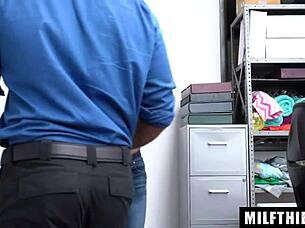 Big ass milf caught stealing on cctv taken to security office