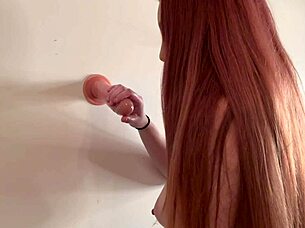 Italian long hair big tits milf Artemisia Love gives a handjob to her favorite dildo!