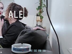 pervy boss catches slutty secretaries in anal deep throat smoking fisting atm creampie