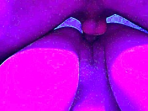 purple romantic color lighting for horny teen 18+ student fucked hard in dominating doggy