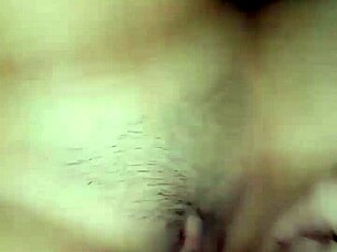 Asian woman with huge hairy beaver gets cum on belly during sex