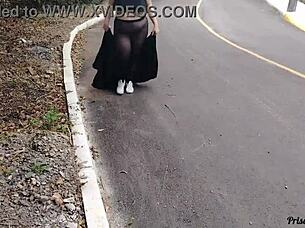 Priscila Novinha Nas Ruas Com Roupa Transparente Sem Calcinha Se Exibindo - No Panties miniskirt tits panties homemade outdoor see through legs natural tits big tits sexy