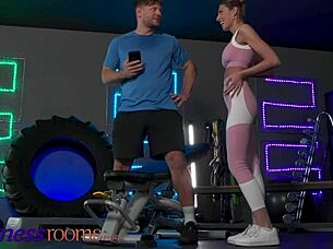 Fitness rooms wild russian girl fantasy loves big cock hardcore gym sex sloppy deepthroat blowjob