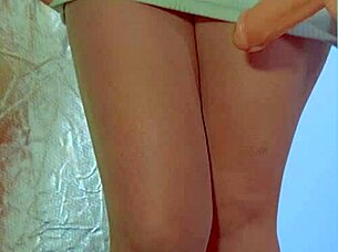 College Latina Brunette Plays with Glass Dildo in Sexy Dress