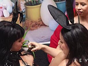 Watch these four goddesses celebrate Easter with intense lesbian action?