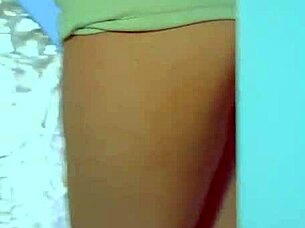 College Latina Brunette Plays with Glass Dildo in Sexy Dress